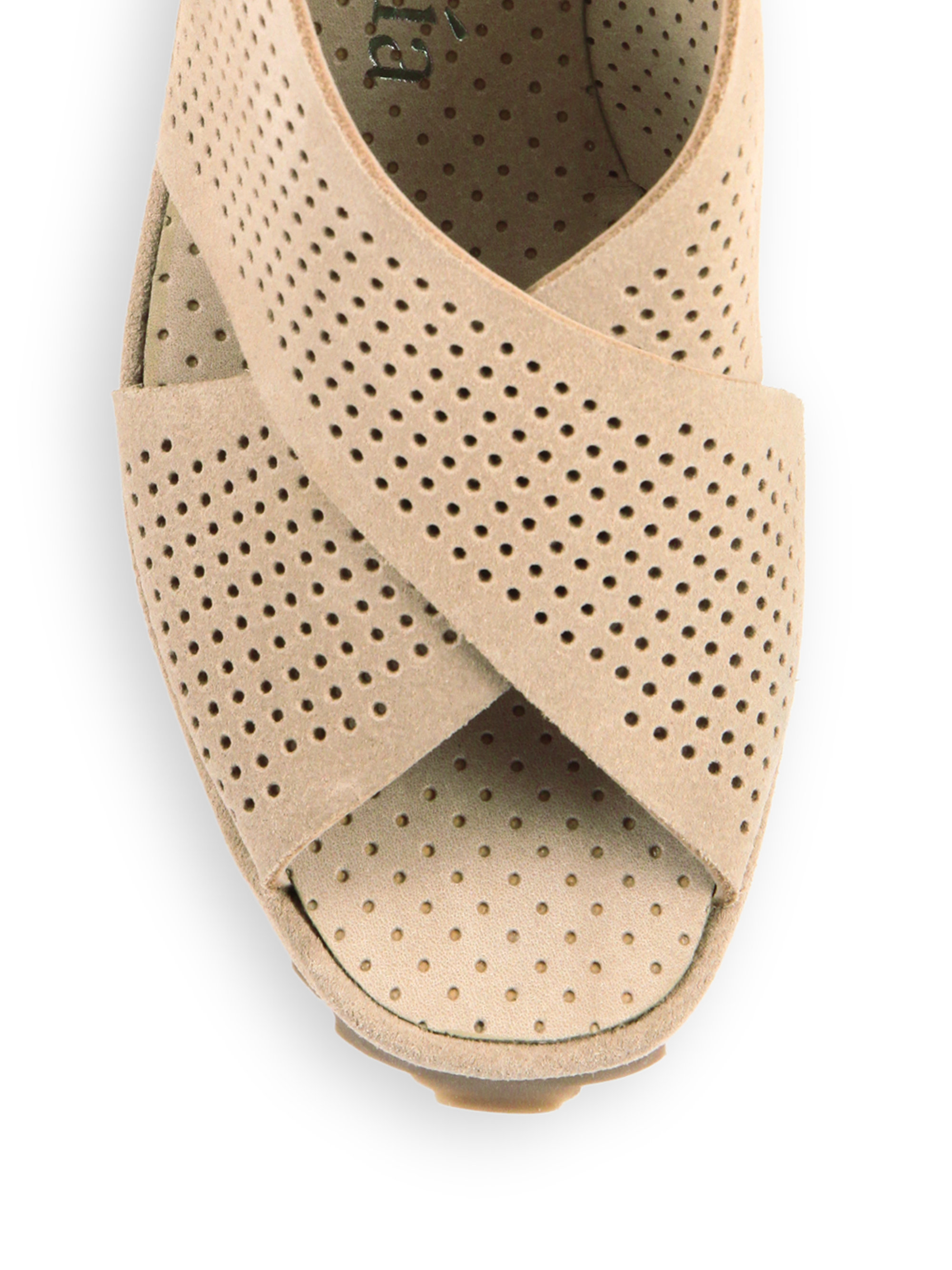 Pedro Garcia Frigg Suede Crossover Wedge Sandals in Nude (Natural) - Lyst