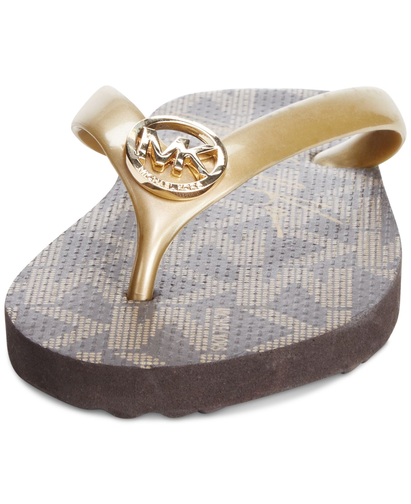 mk gold flip flops