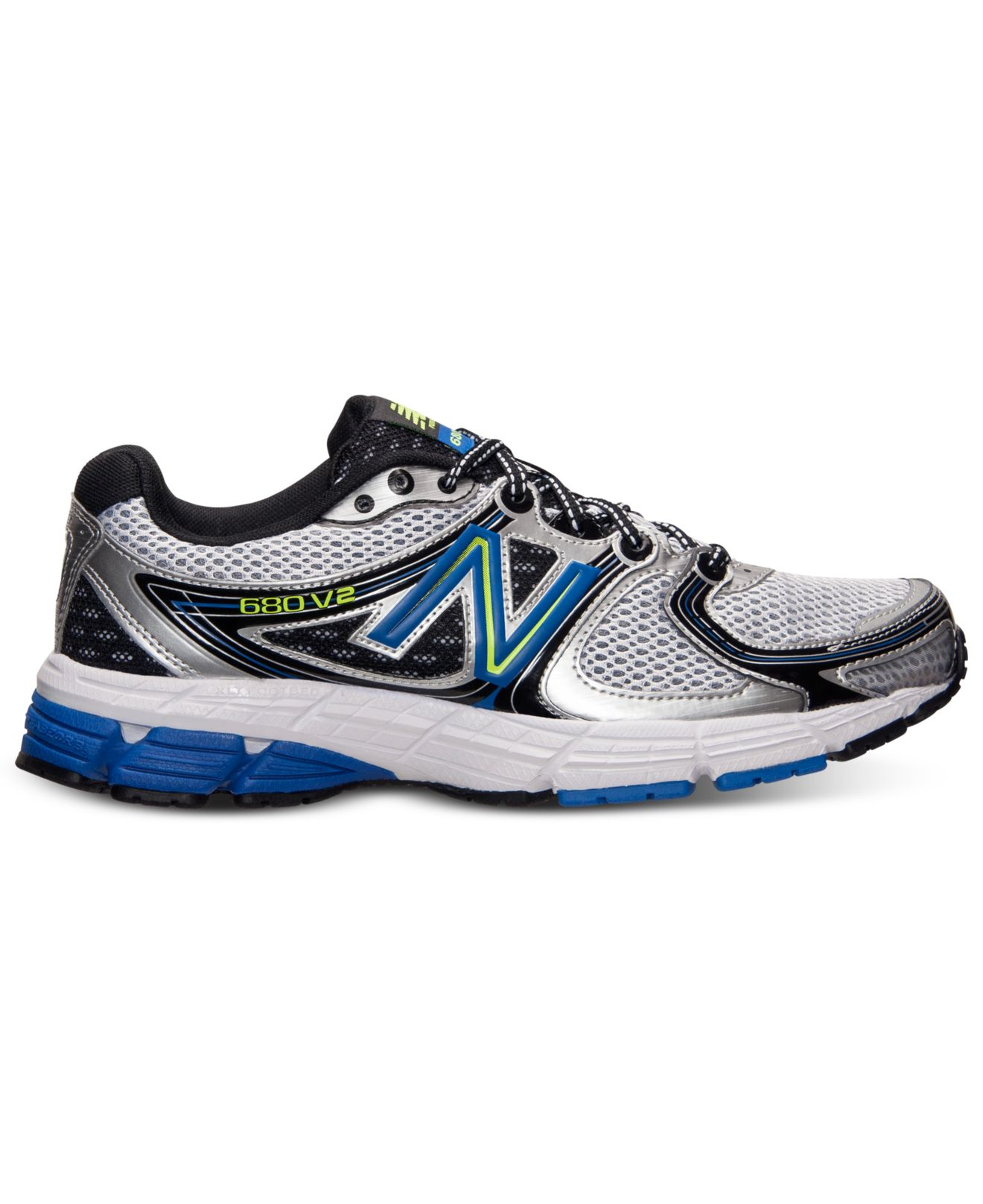 New Balance Men'S 680 Running Sneakers From Finish Line in Silver/Blue ...