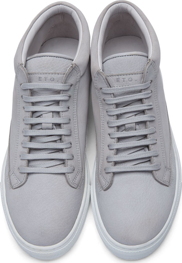 gray leather sneakers