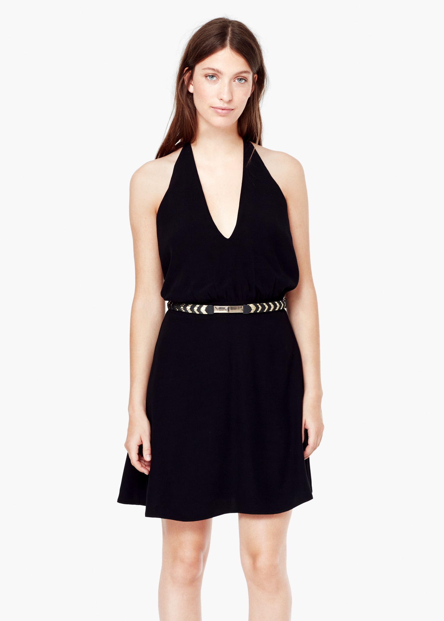 Lyst Mango Flowy Belt Dress in Black