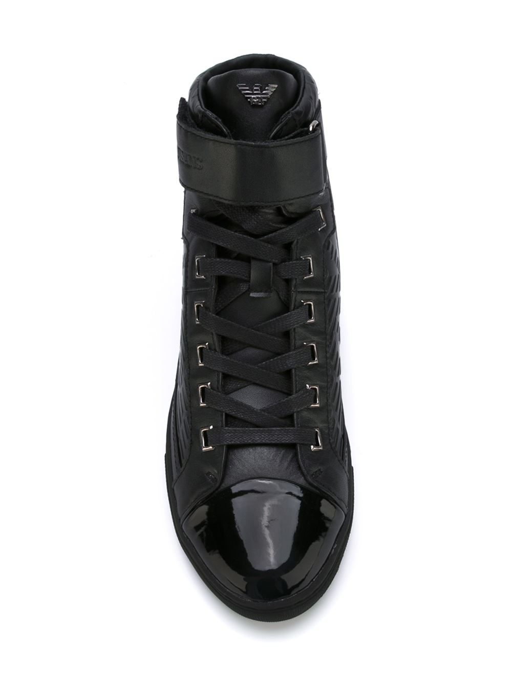 Armani Jeans Leather High-Top Sneakers in Black for Men | Lyst