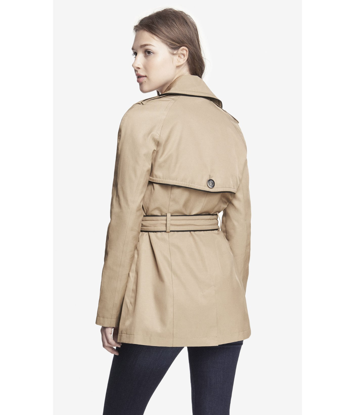 Express Piped Classic Trench Coat in Khaki | Lyst