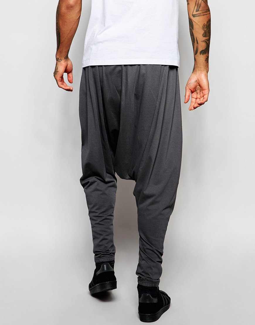 ASOS Extreme Drop Crotch Joggers In Charcoal in Gray for Men - Lyst
