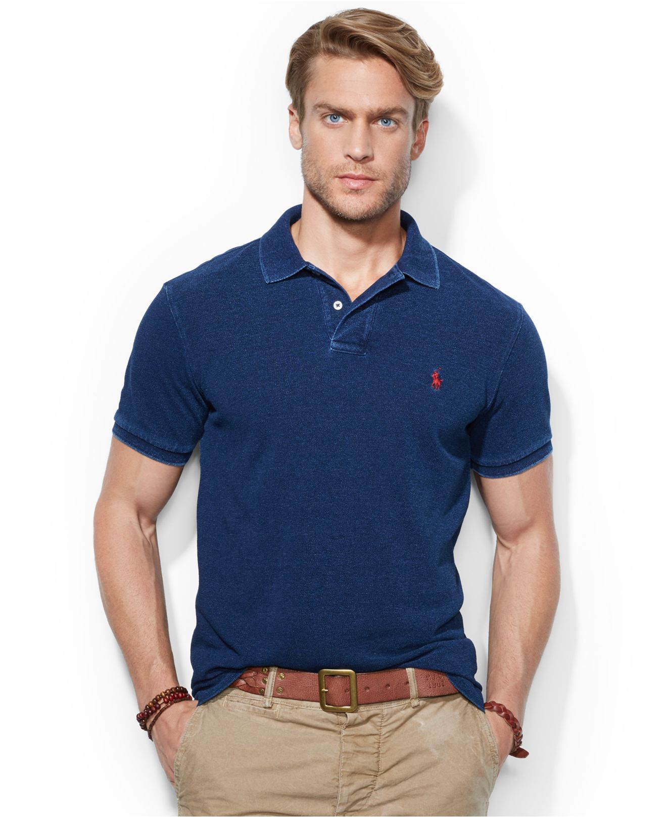 Polo Ralph Lauren Custom-fit Mesh Indigo Polo in Dark Indigo (Blue) for Men  | Lyst
