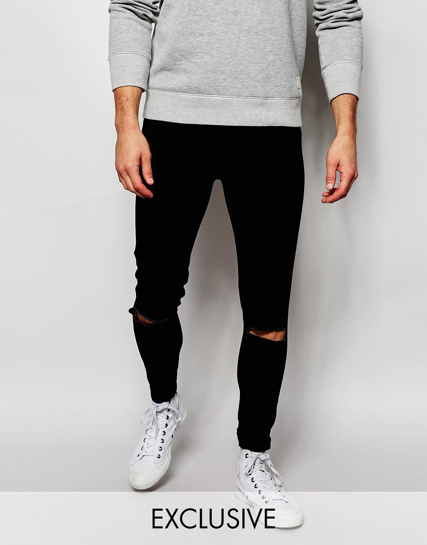 mens super skinny ripped jeans