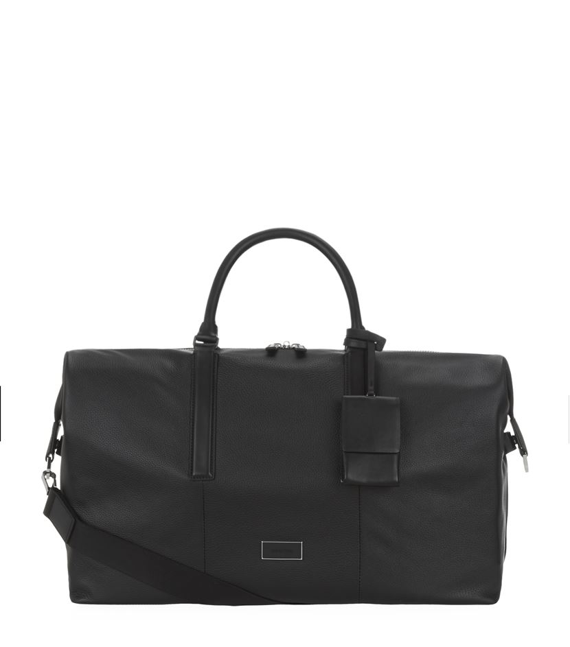Calvin Klein Leather Weekender Bag in Black for Men - Lyst