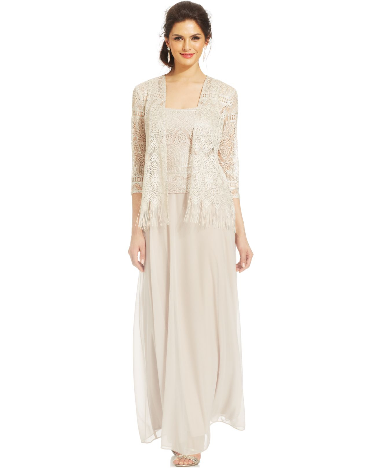 Patra Crocheted Sleeveless Gown And Jacket in Natural | Lyst
