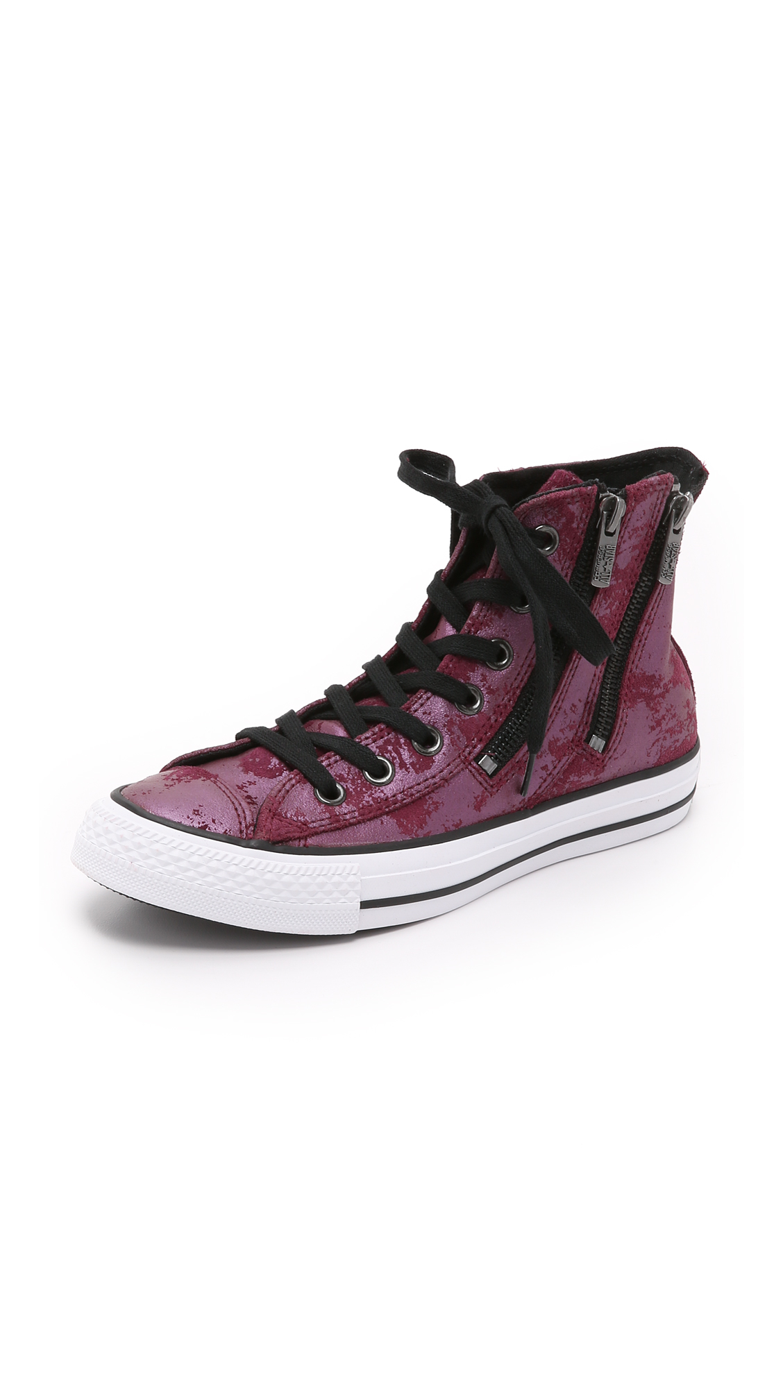 Converse Leather Chuck Taylor All Star Dual Zip High Top Sneakers - Deep  Bordeaux/black in Purple | Lyst
