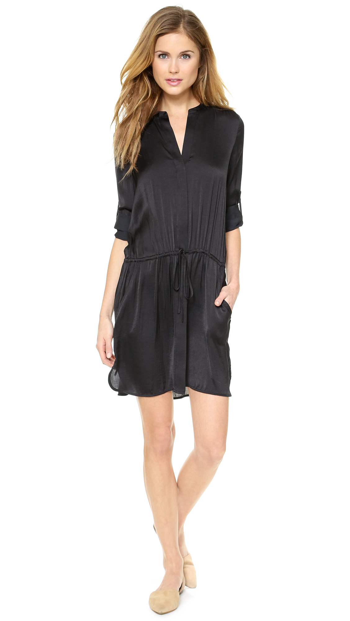 Lyst - Vince Popover Tunic Dress in Black