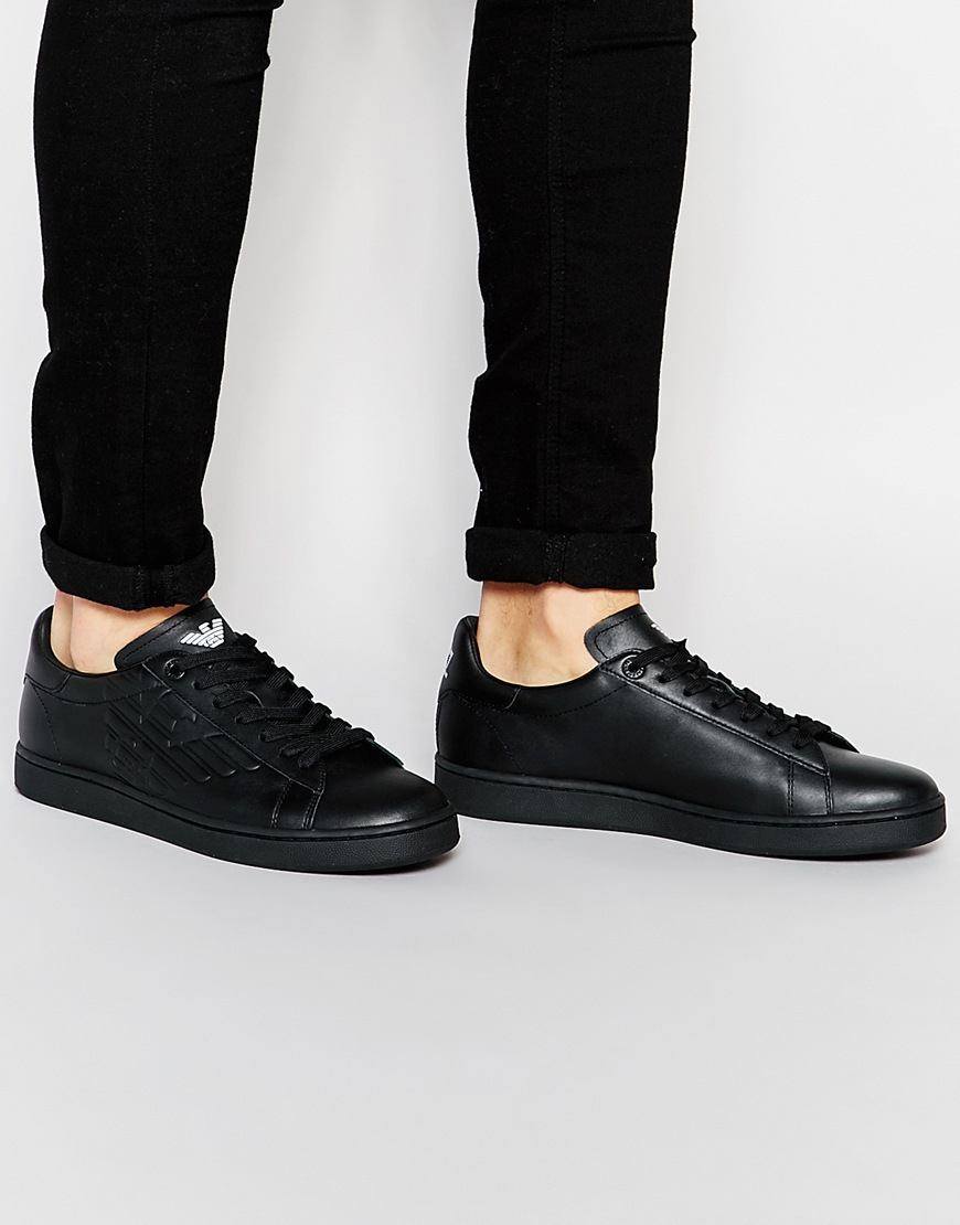 armani ea7 logo trainers in black