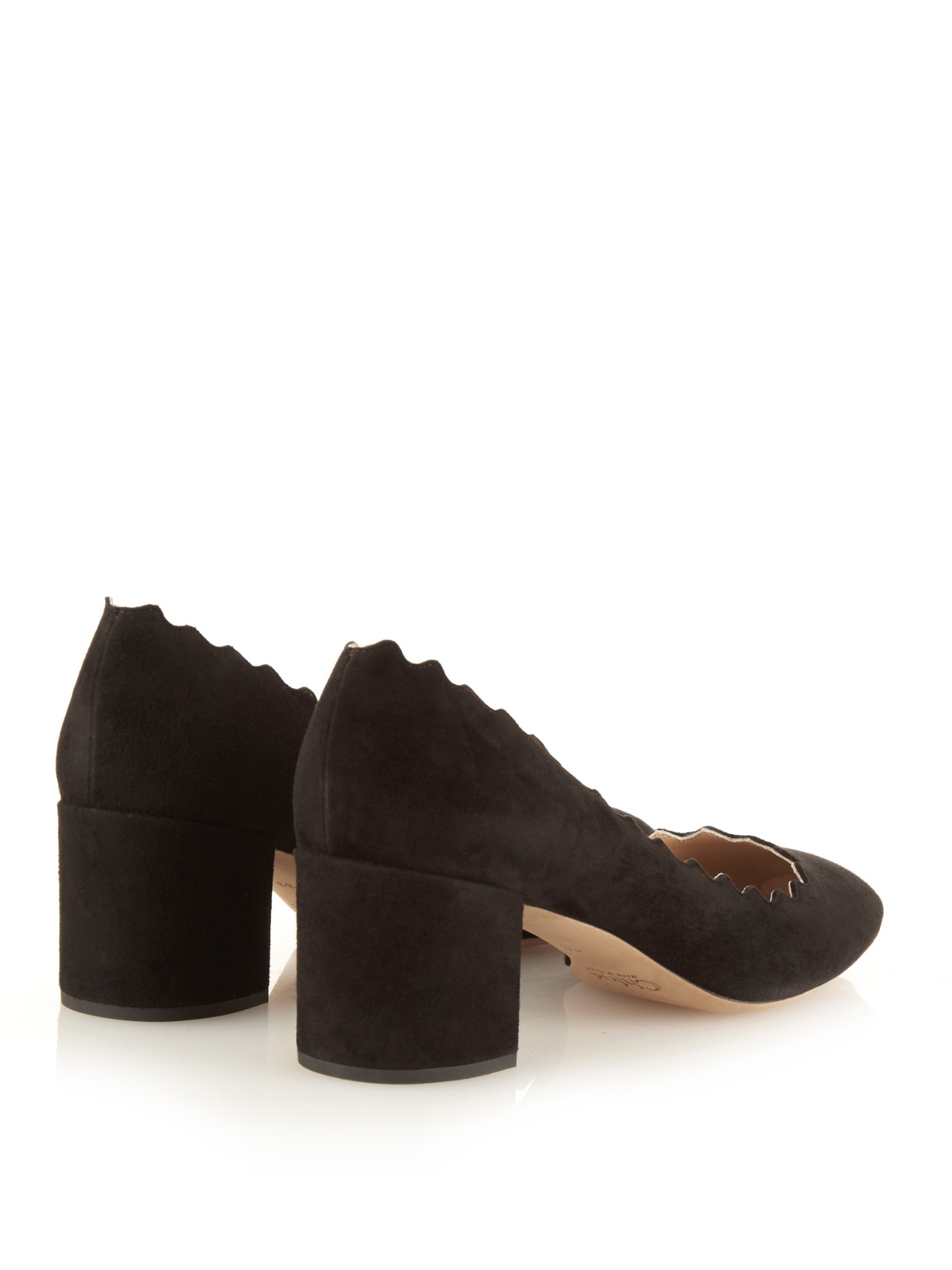 chloe scalloped block heel