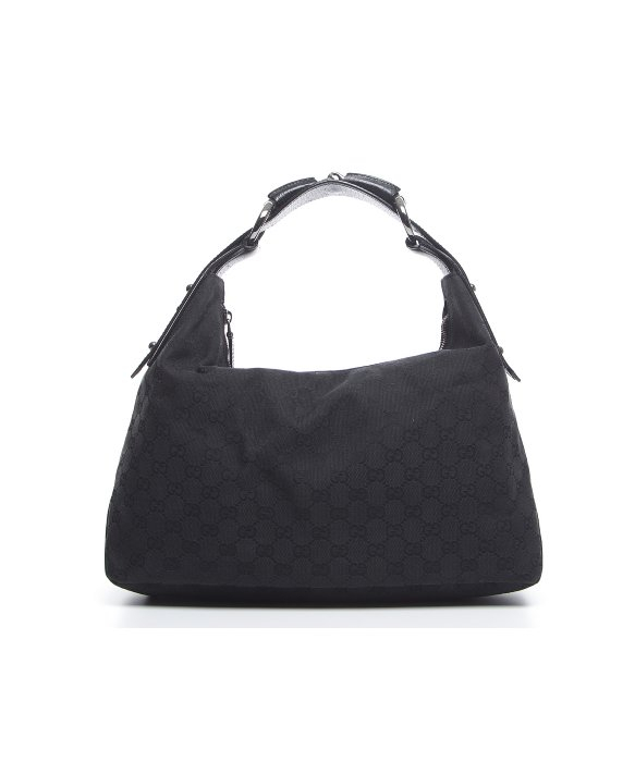 Gucci Pre-Owned Monogram Small Horsebit Hobo Bag in Black | Lyst