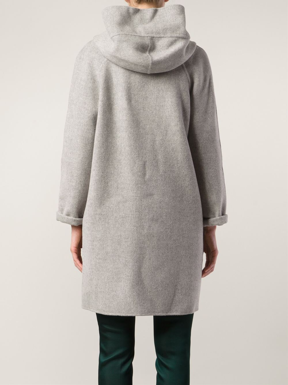grey hooded coat
