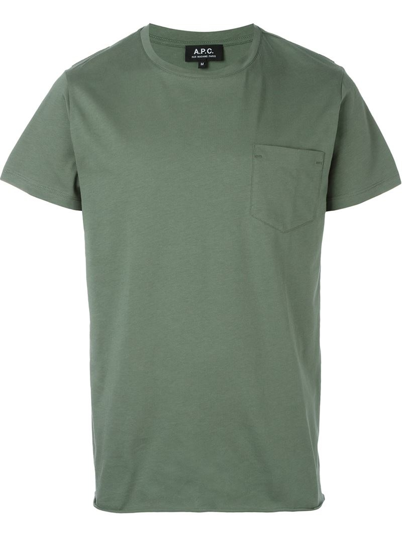 A.p.c. Front Pocket T-shirt in Green for Men | Lyst