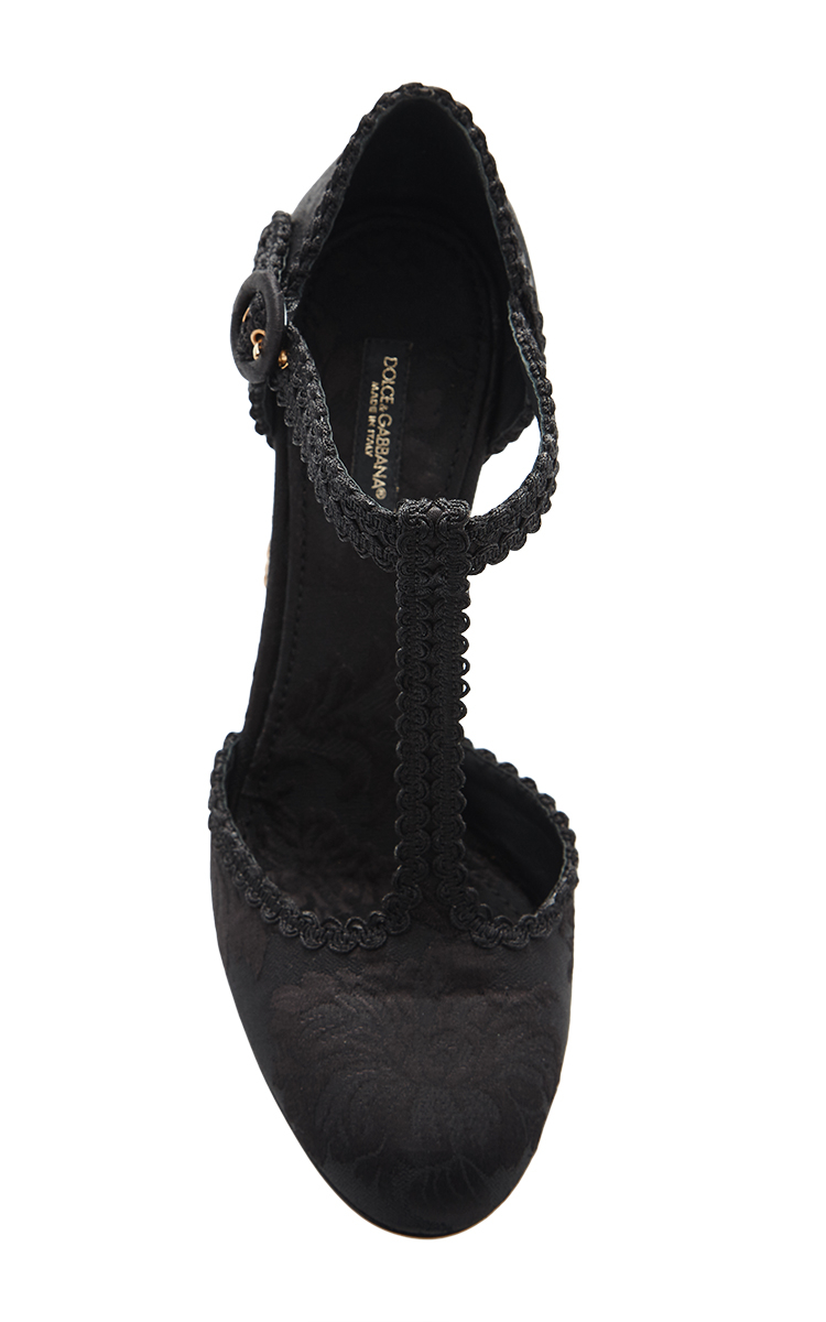 Dolce \u0026 Gabbana Black Jacquard T-strap 