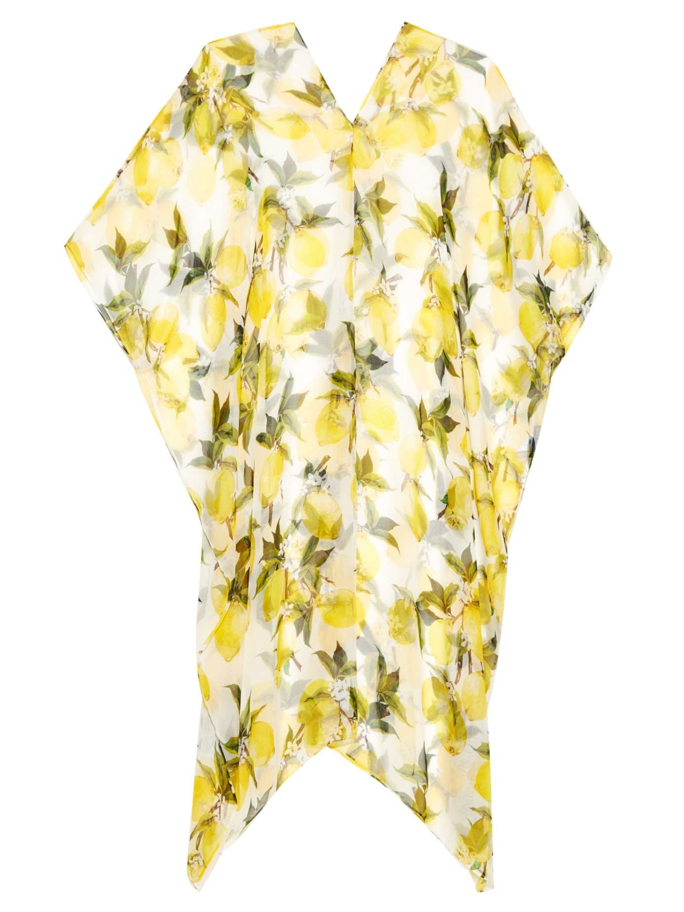 Dolce & Gabbana Lemon-print Silk-chiffon Kaftan in Yellow | Lyst