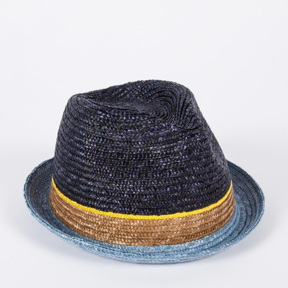 Lyst Paul Smith Men's Navy Contrasting Stripe Straw Trilby Hat in