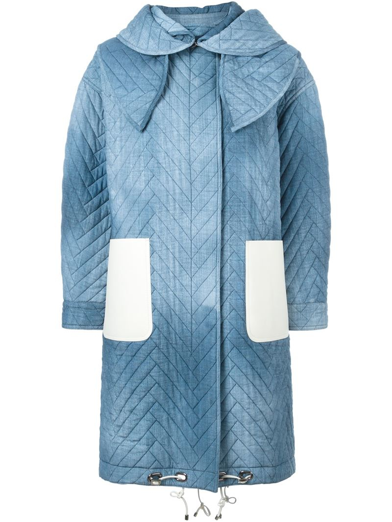 Lyst Fendi Padded Denim Effect Coat in Blue