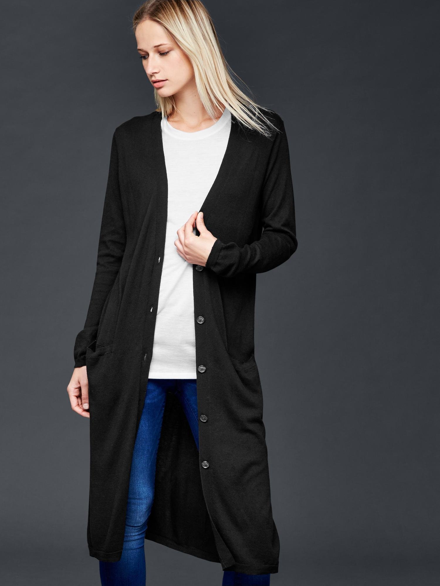  Gap  Long Cardigan  in Black true black Lyst