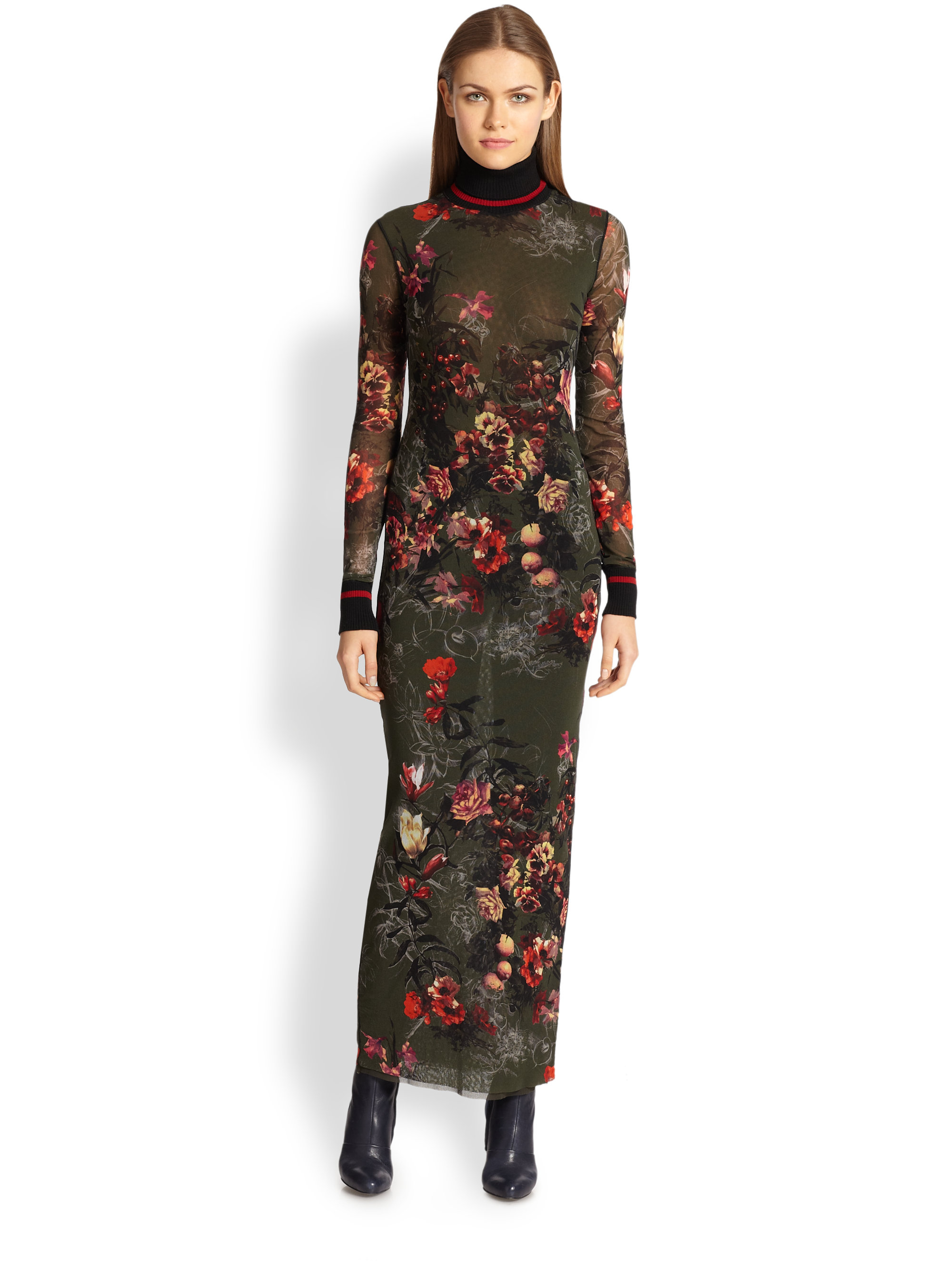 floral turtleneck dress
