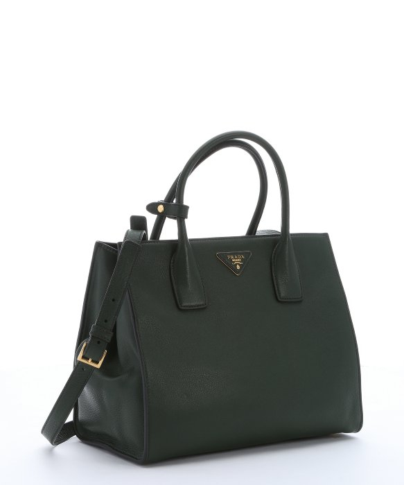 Lyst Prada Forest Green Calfskin Convertible Tote In Gallery