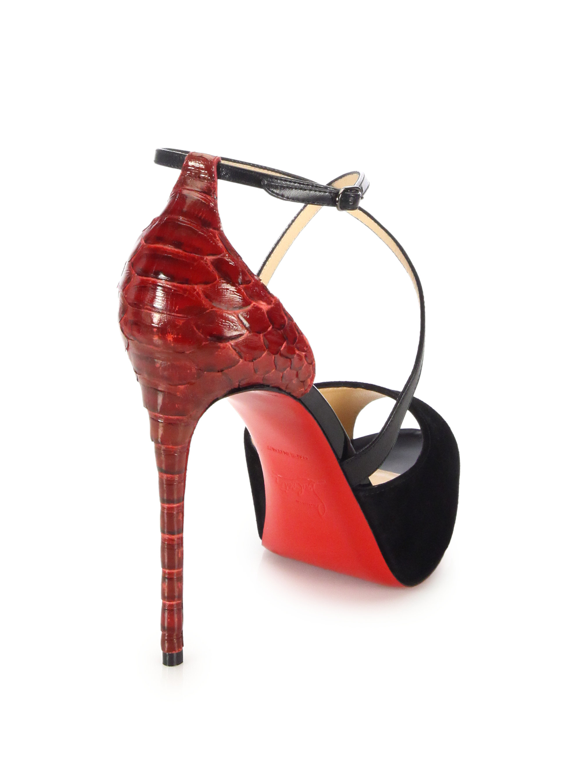 best replica christian louboutins - Christian louboutin Cross Minetta Suede \u0026amp; Python Platform Pumps in ...