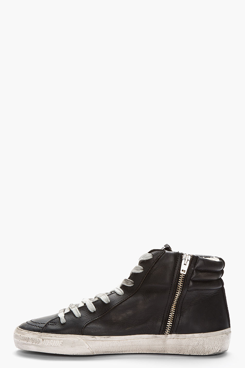 Golden Goose Black Leather Studded Slide Sneakers Lyst