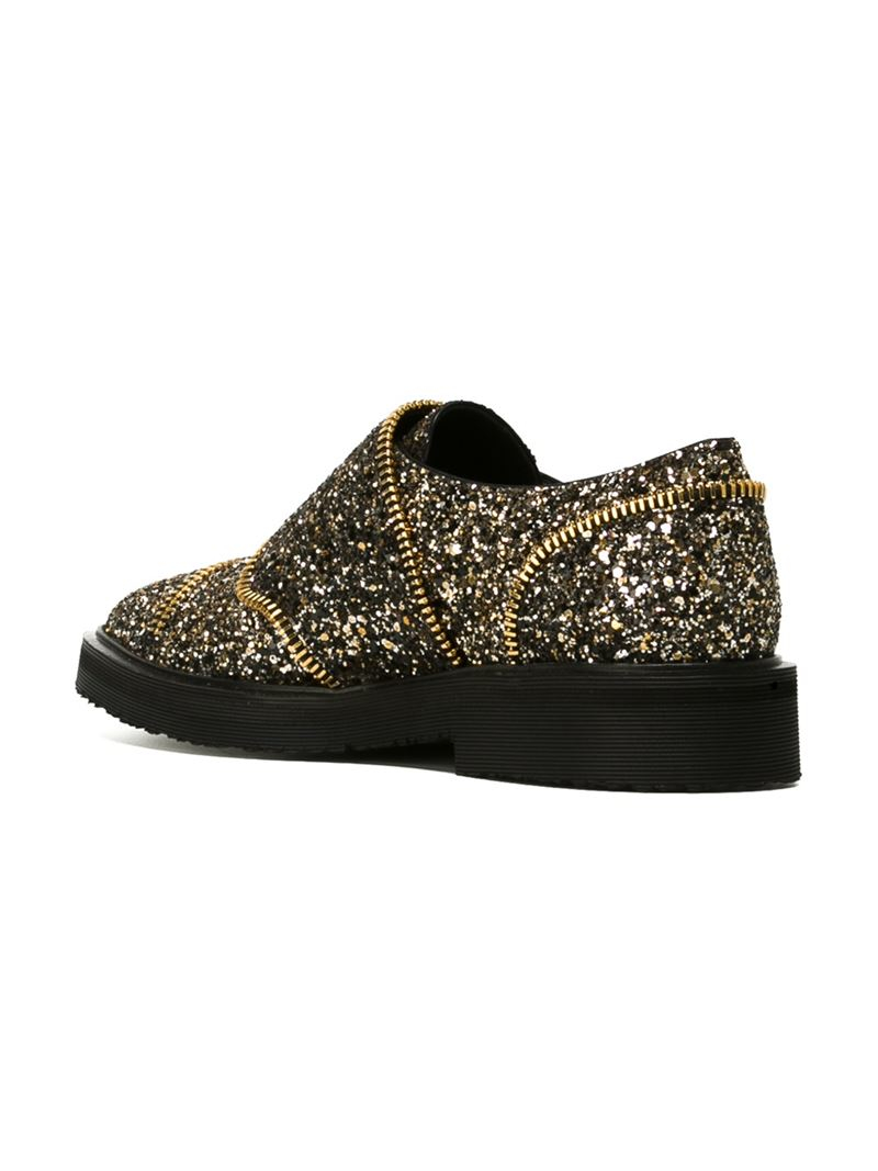 Lyst - Giuseppe Zanotti Glitter Monk Strap Shoes in Metallic