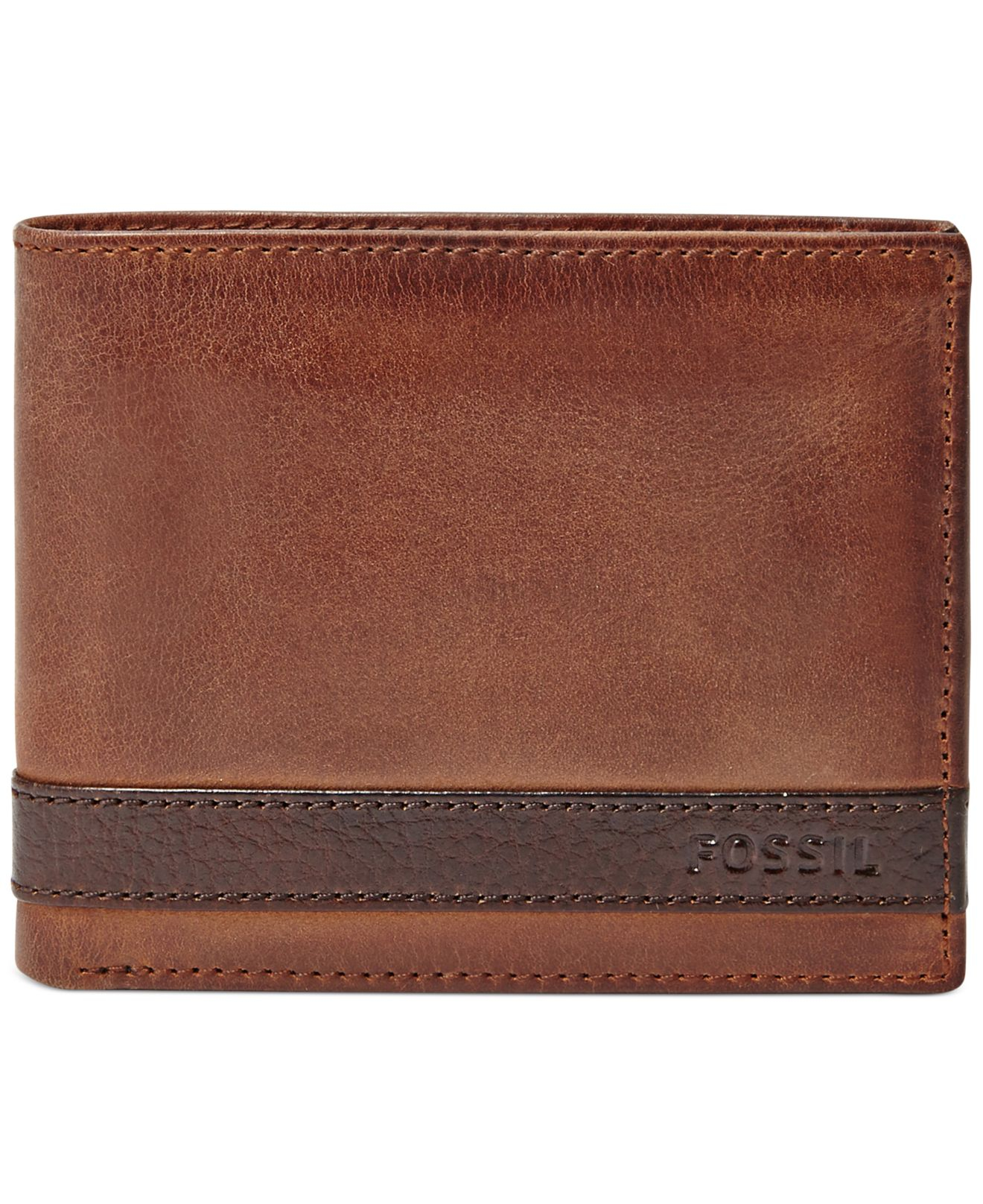 Fossil Quinn Bifold With Flip Id Leather Wallet in Brown for Men Lyst