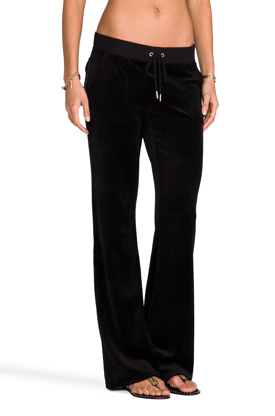 Juicy Couture Velour Bling Bootcut Pant in Black - Lyst