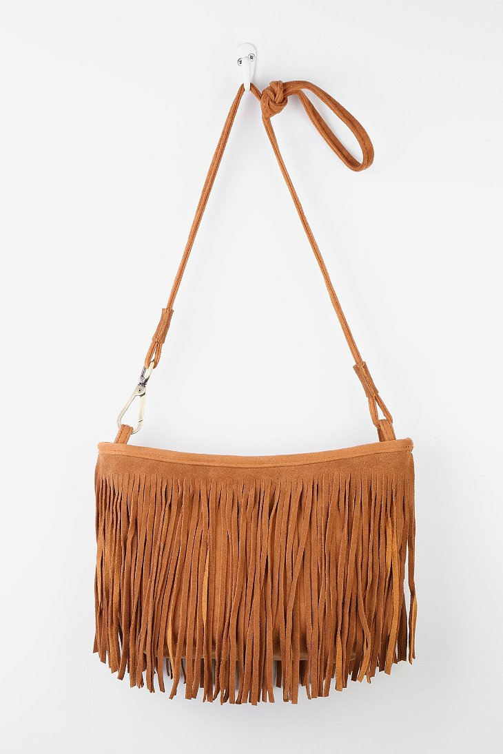 Lyst Urban Outers Suede Fringe Half Moon Shoulder Bag In Brown Gallery