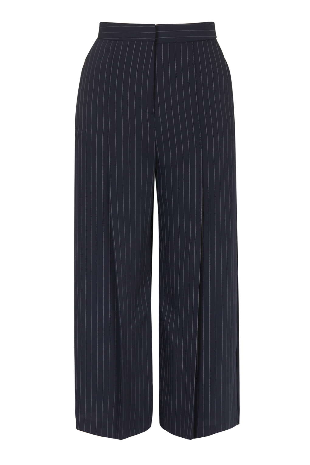 pinstripe navy trousers