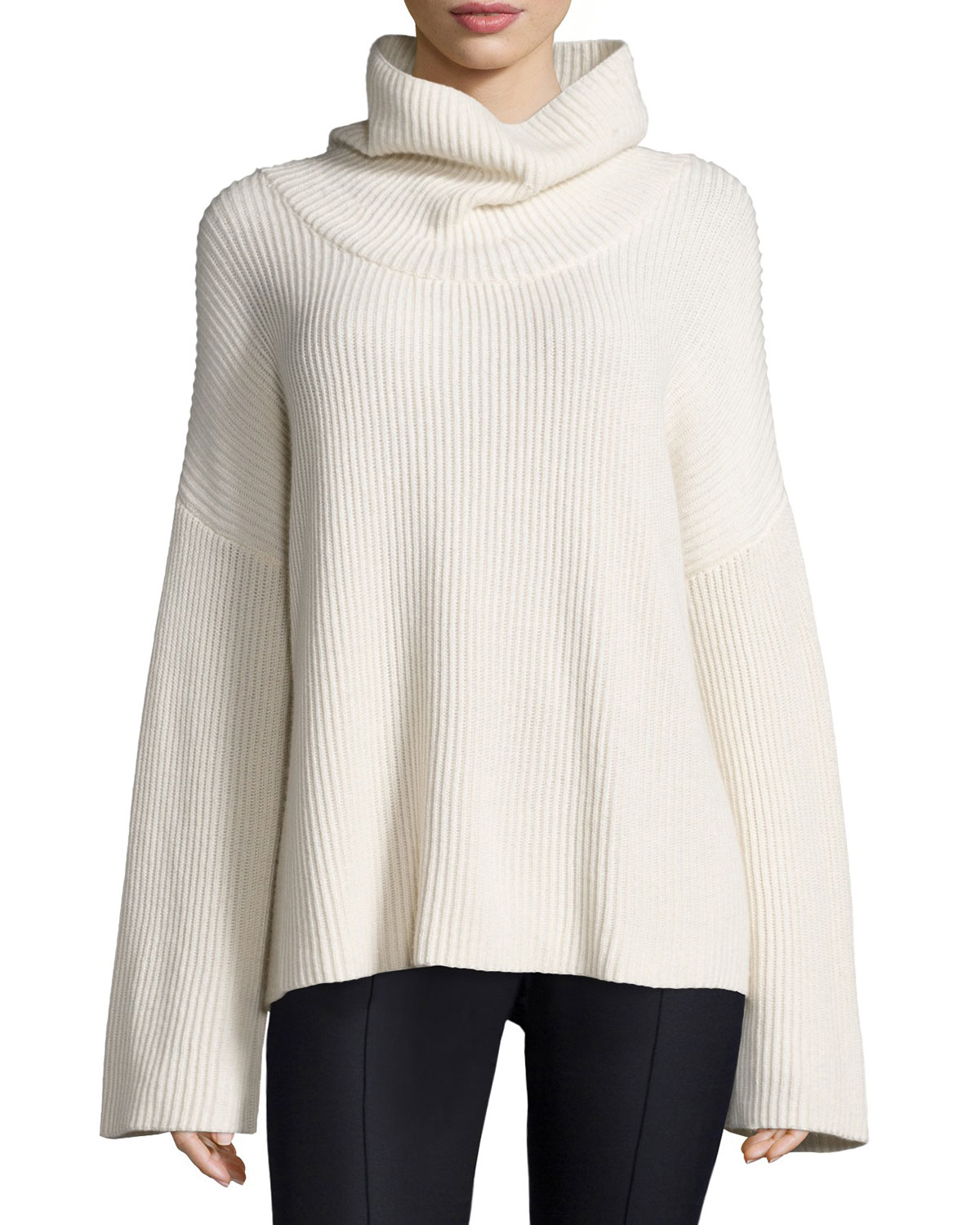 The Row Cashmere Kaima Ribbed Knit Dolman-sleeve Turtleneck Sweater in ...