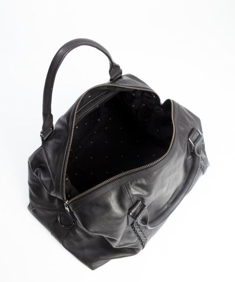 John Varvatos Black Leather 'Moto' Duffel Travel Bag in Black for Men ...