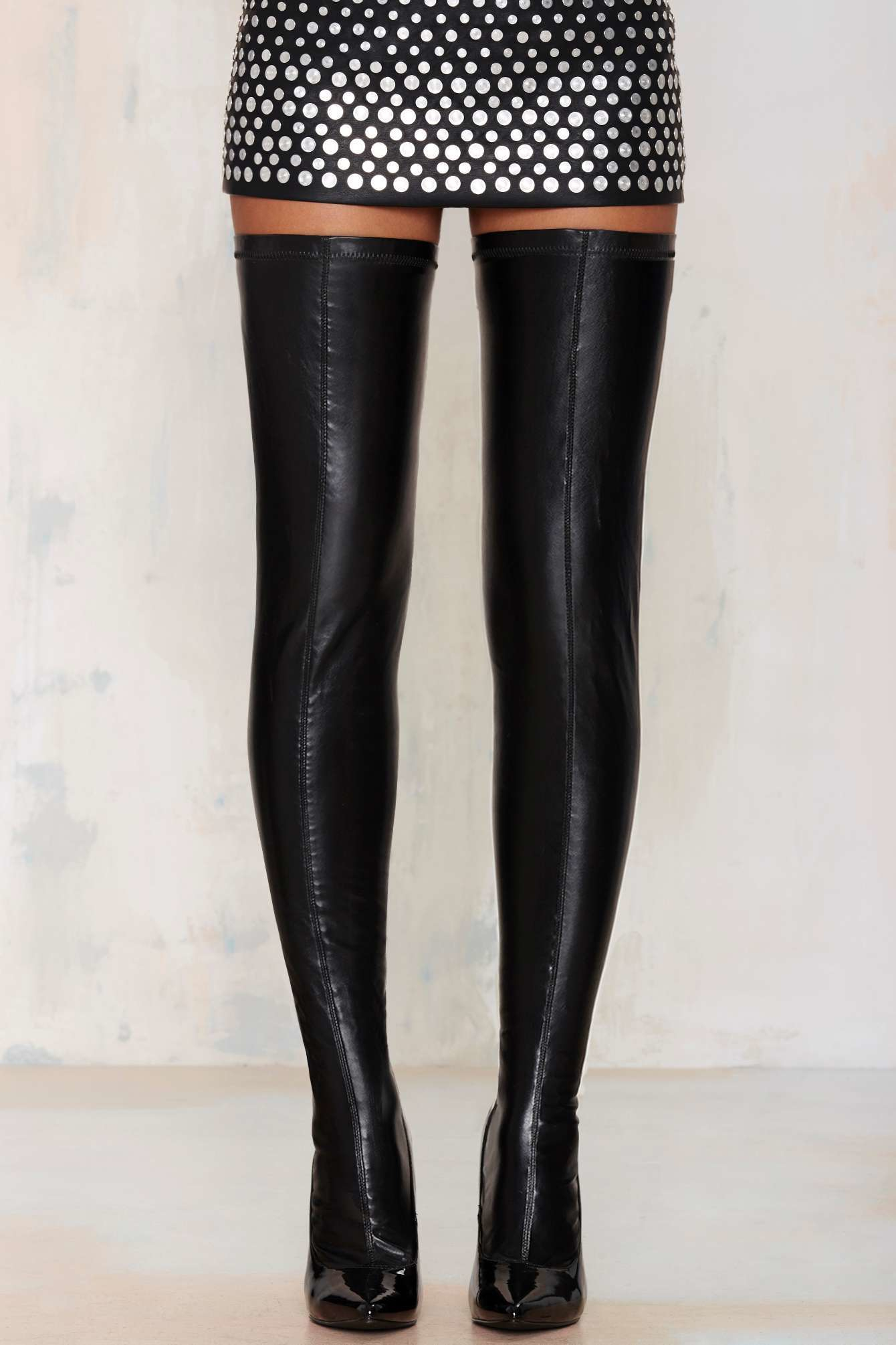 Lyst Nasty Gal Closer Thigh High Stiletto Boot Black In Black