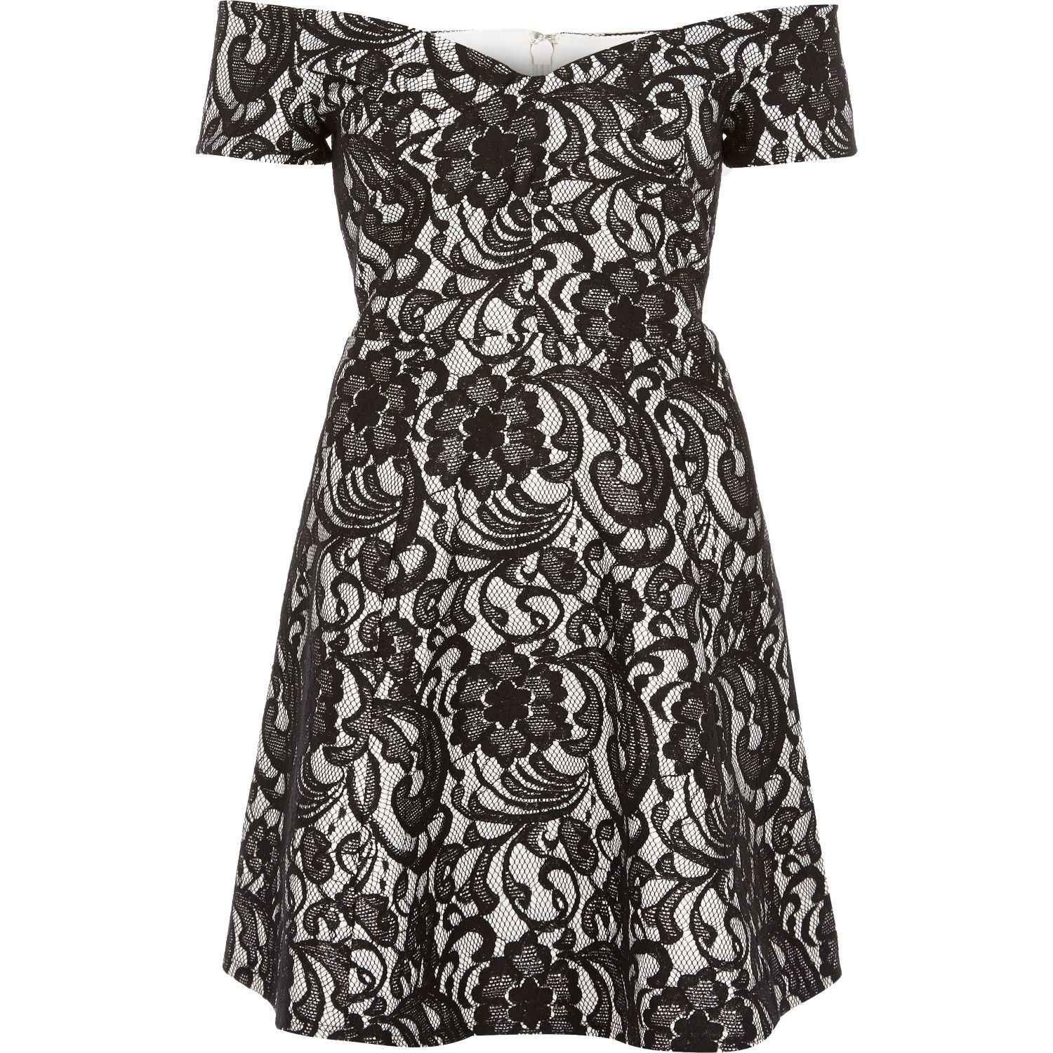 river island black and white dress