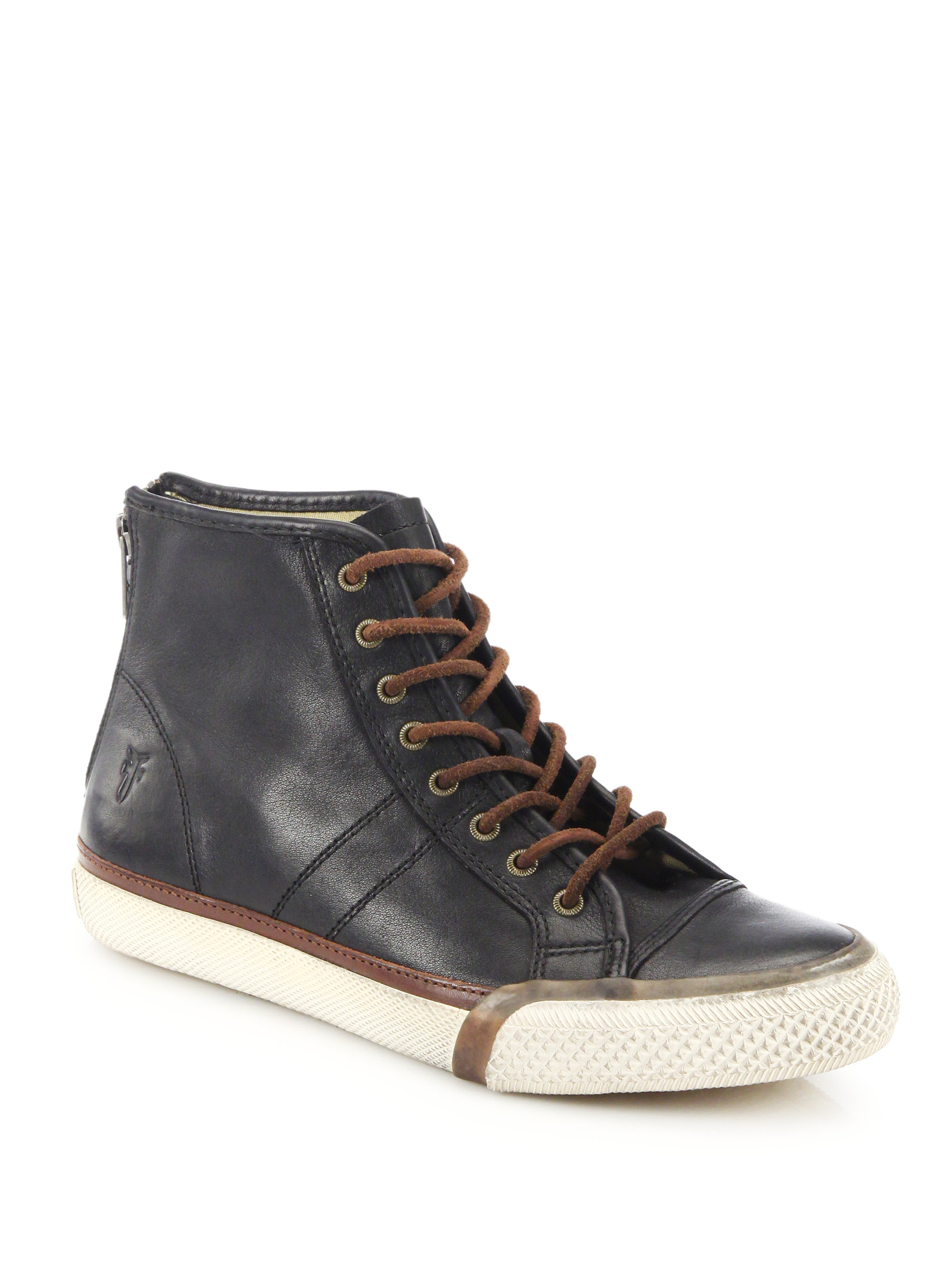 frye black leather sneakers