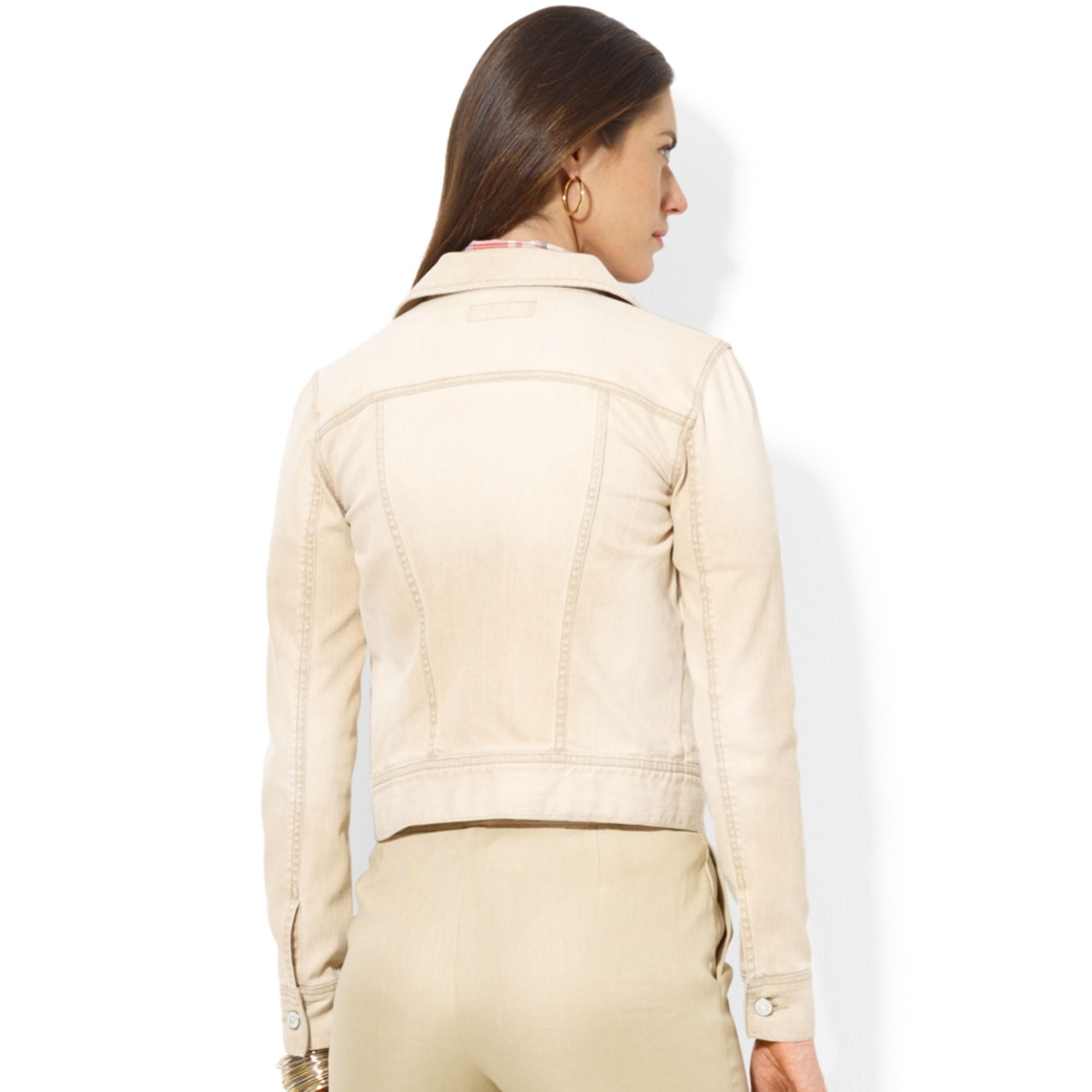 Lauren by Ralph Lauren Lauren Jeans Co Denim Jacket Beige Wash in Natural |  Lyst