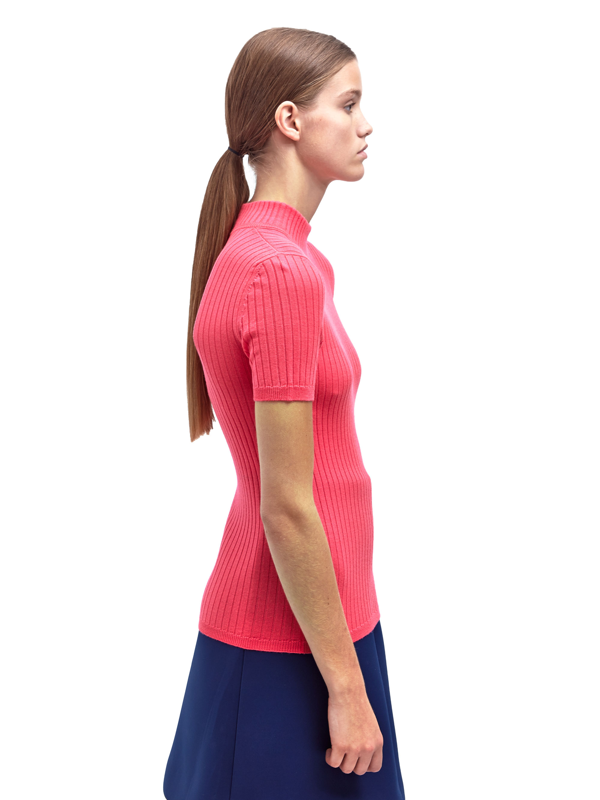Courreges Womens Classic High Neck Short Sleeved Sweater