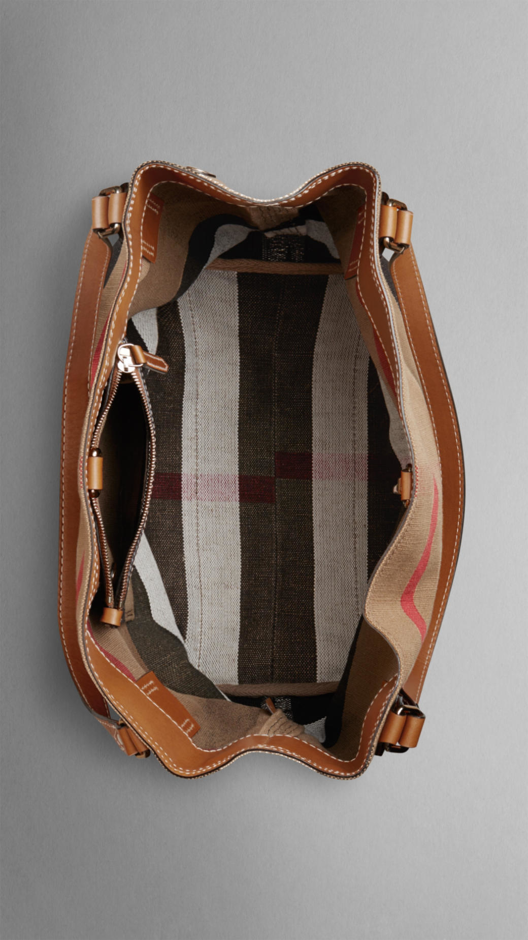Burberry Medium Canvas Check Tote Bag in Brown - Lyst