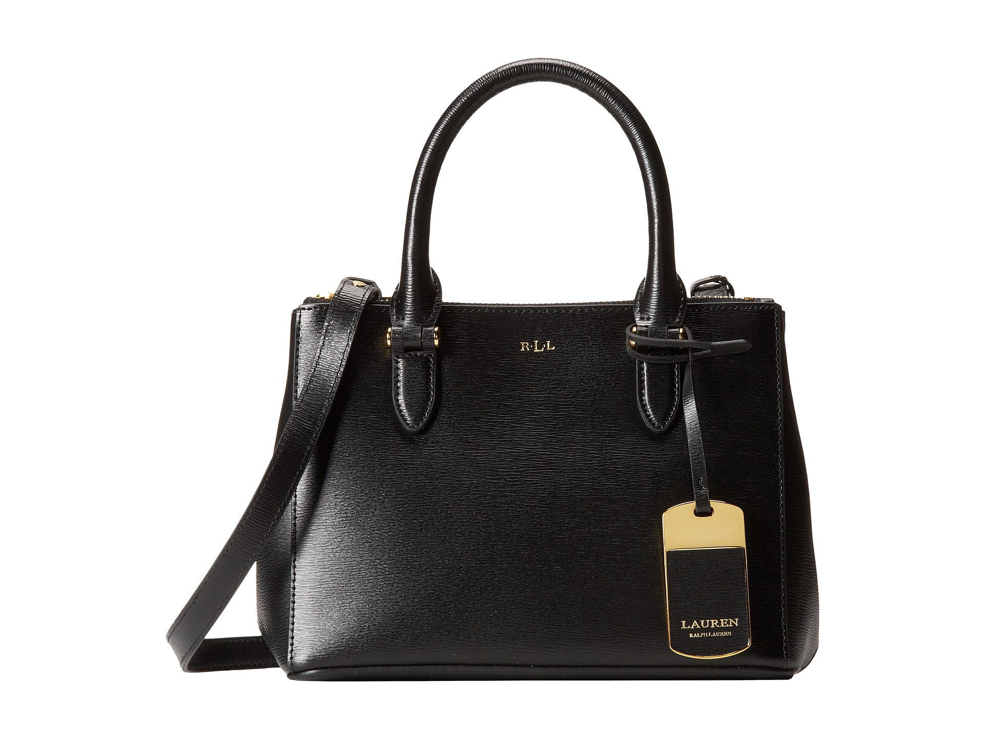 Lauren by Ralph Lauren Newbury Mini Double Zip Satchel in Black - Lyst