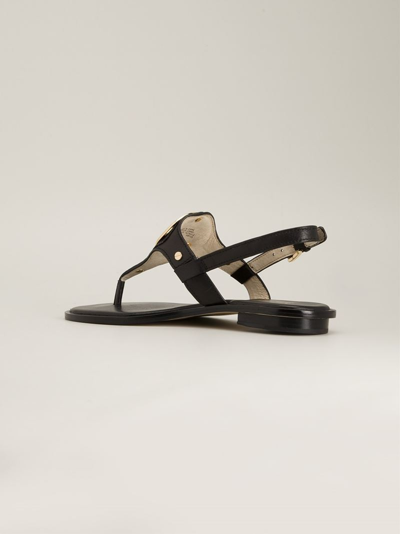 MICHAEL Michael Kors 'aubrey' Flat Sandals in Black | Lyst