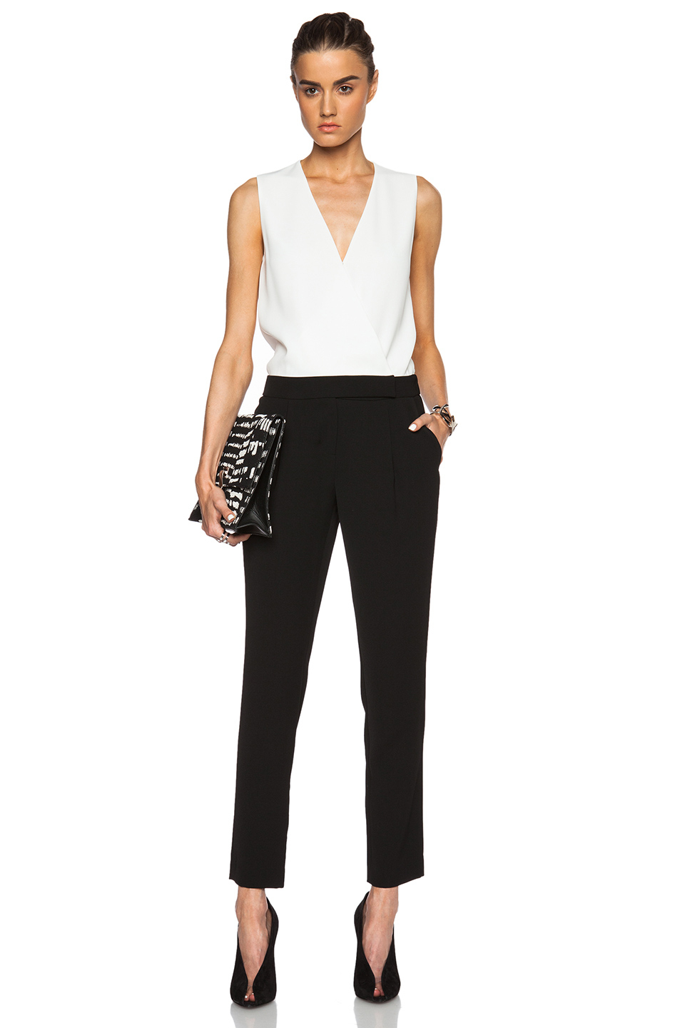 black and white colorblock jumpsuit