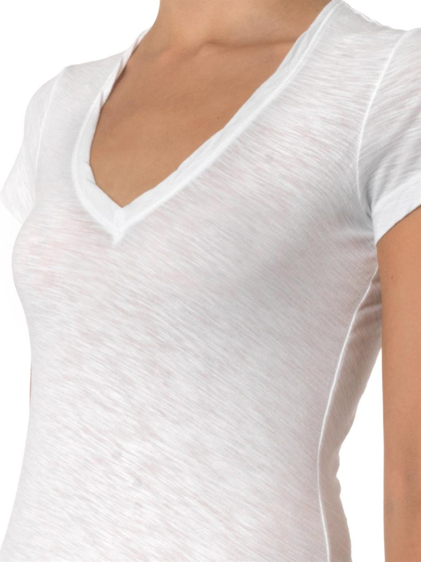 James Perse VNeck SlubCotton TShirt in White Lyst