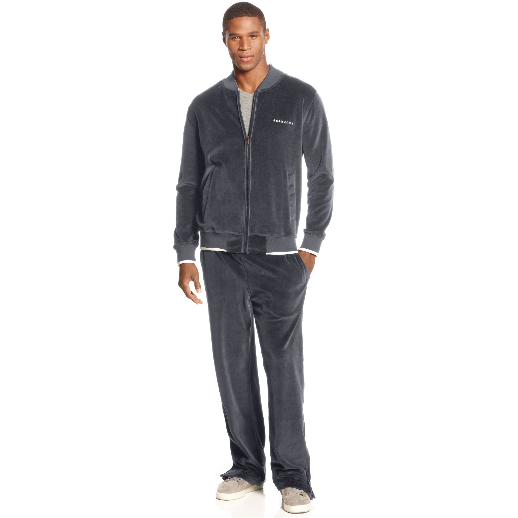 Sean John Velour Hook Up Track Suit in Gray for Men - Lyst