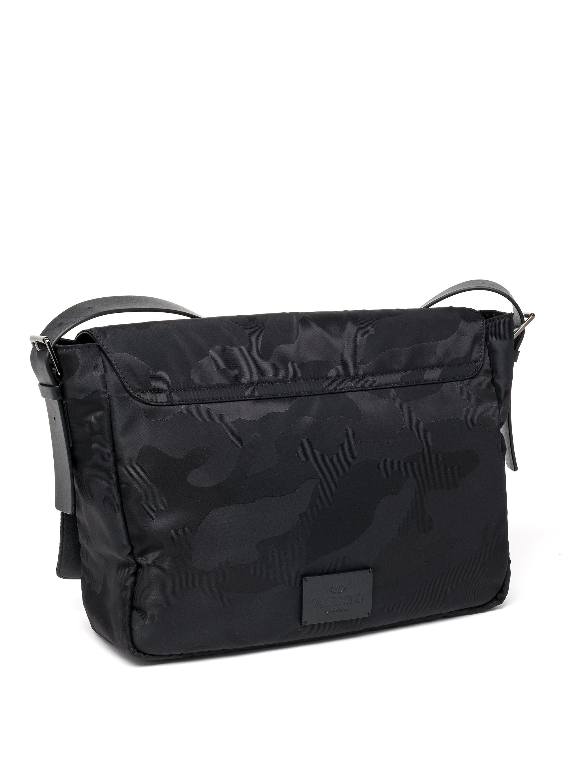Valentino Leather Trim Camo Messenger Bag In Black Army Black For Men Lyst