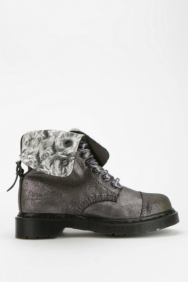 Dr. Martens Metallic Amelie Foldover Boot in Gray | Lyst