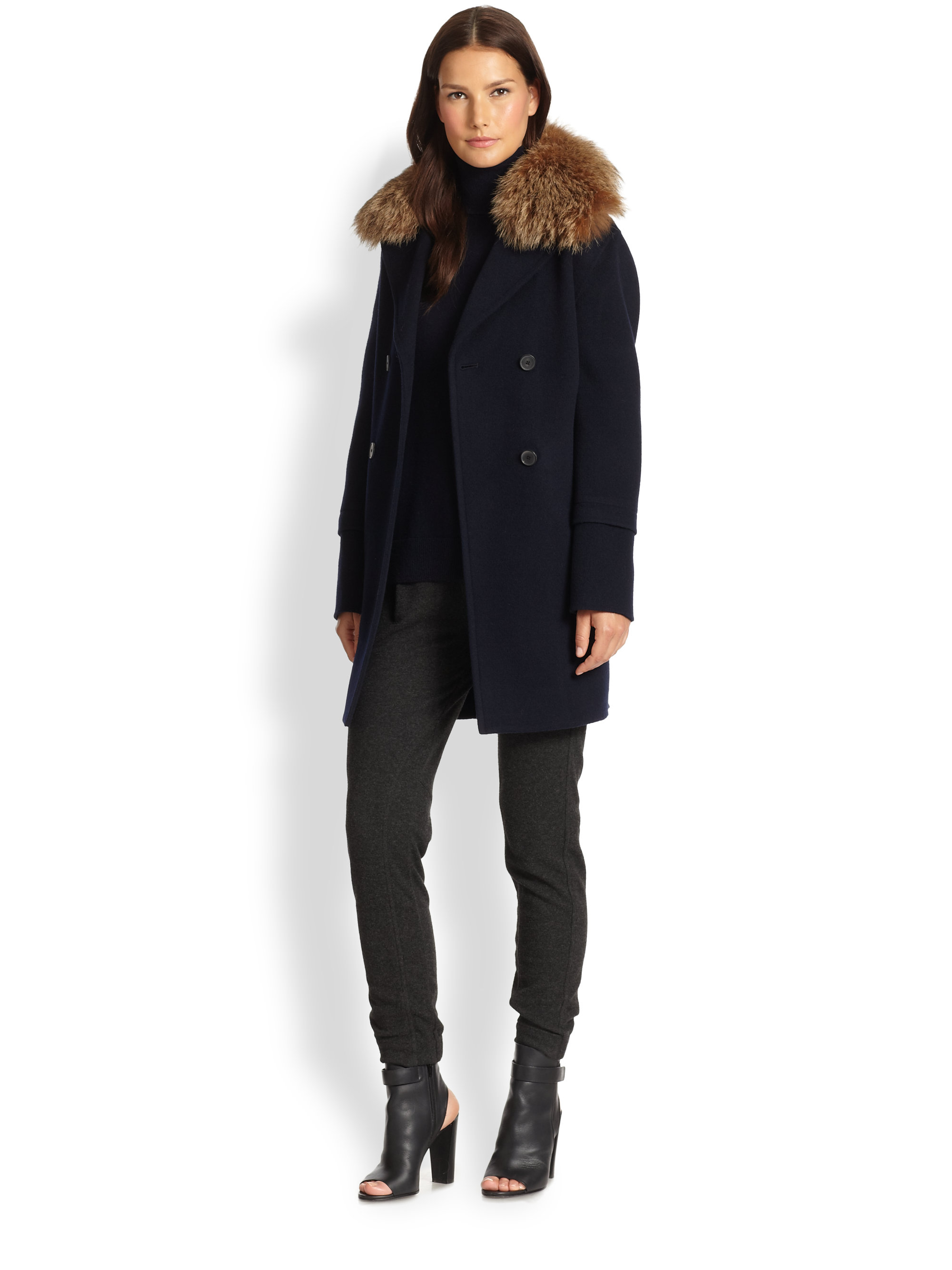 Men S Wool And Cashmere Winter Top Coat Free Shipping Today Fur Collar Grey Fashion Long Pea Coat Get Mens