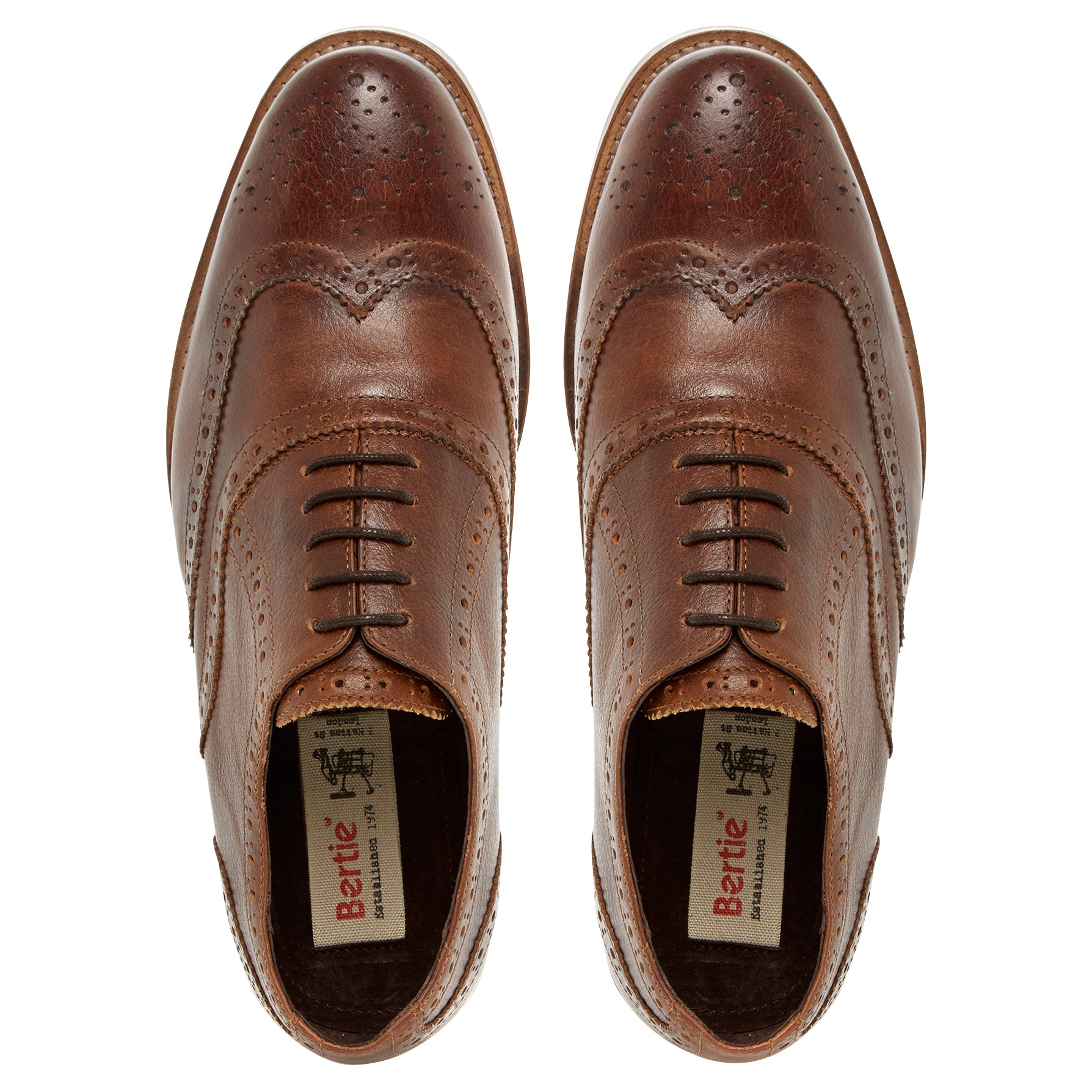 Bertie Leather Byron Brogue Shoes in Tan (Blue) for Men Lyst
